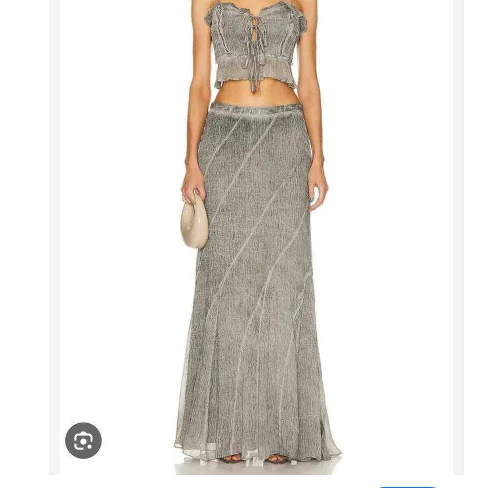 Rococo Sand River Long Skirt Grey Crinkle Maxi S NEW Boho Festival Revolve‎